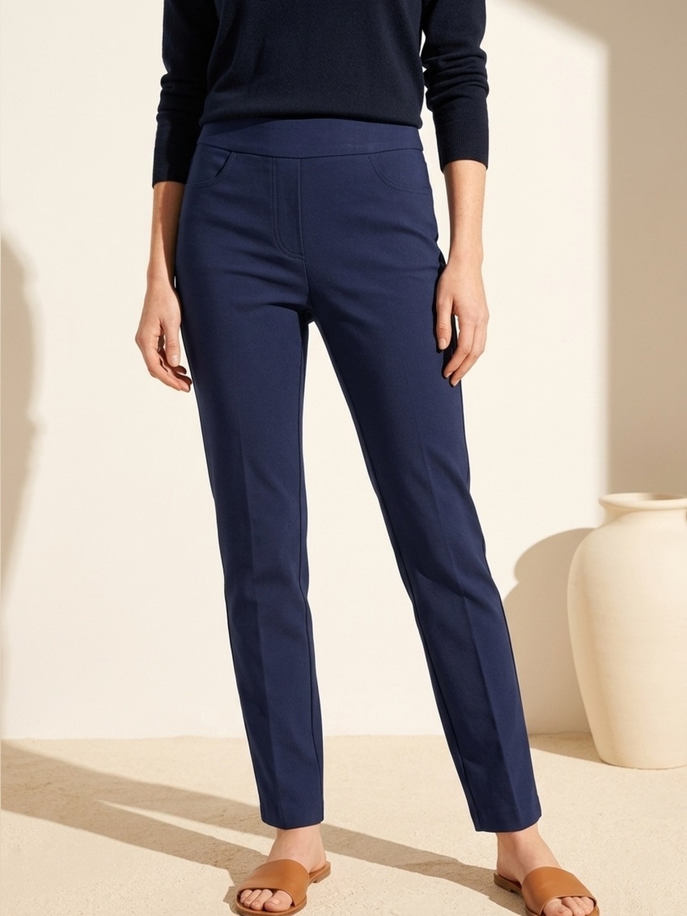 NWT Kim Rogers Navy Tummy Control Pull-On Pants